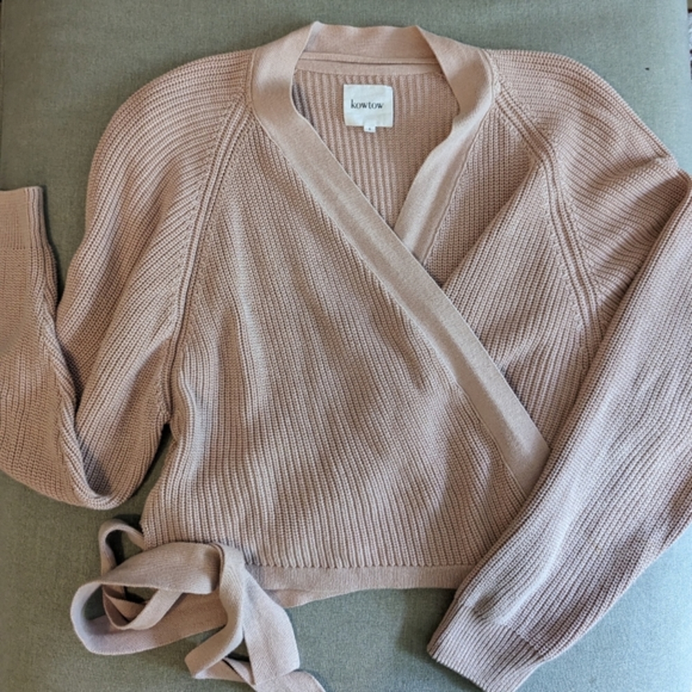 Kowtow composure cardigan in light pink/dusty rose
